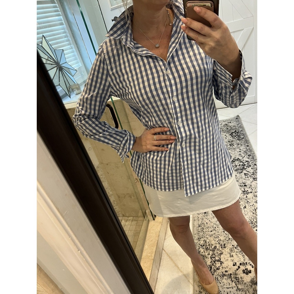 Tyler Boe Top Women's  S Blue White Check Print V Neck New